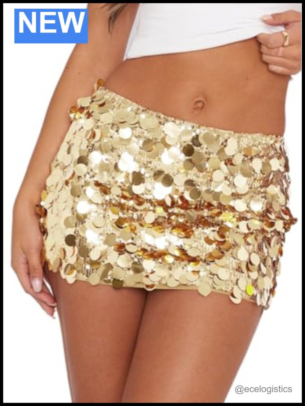 Women's Sparkle Sequin Stretchy Bodycon Mini Skirt